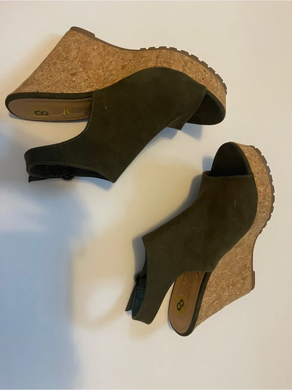 Sugar brand Olive Green Suede Cork Wedge Sandals - Women